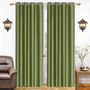 India Furnish 153.2 cm (5 ft) Window Polyester Room Darkening Curtain (Pack Of 2)