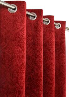 Arick Home 153 cm (5 ft) Velvet Room Darkening Window Curtain (Pack Of 2)