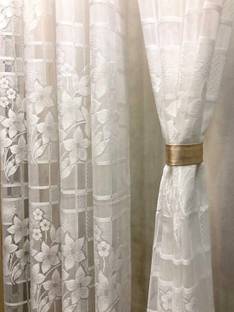 DTODEXPRESS 274.3 cm (9 ft) Net Semi Transparent Long Door Curtain (Pack Of 2)