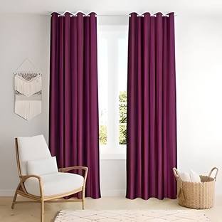 Kanodia Poly Fab 213 cm (7 ft) Door Polyester Room Darkening Curtain (Pack Of 2)