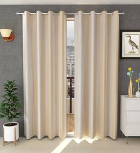 Kraftiq Homes 274 cm (9 ft) Long Door Polyester Semi Transparent Curtain (Pack Of 2)