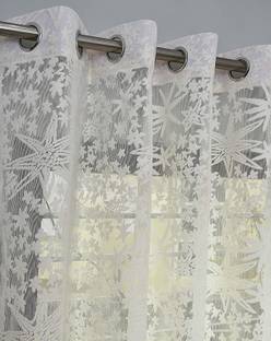 Saanvi Creations 152 cm (5 ft) Net Semi Transparent Window Curtain (Pack Of 2)