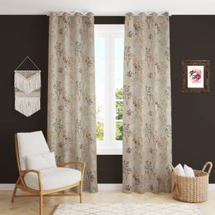 Kraftiq Homes 214 cm (7 ft) Velvet Room Darkening Door Curtain (Pack Of 2)