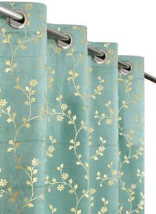 kiara Creations 274 cm (9 ft) Velvet Room Darkening Long Door Curtain (Pack Of 2)
