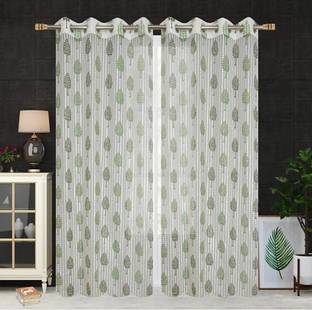 DTODEXPRESS 274.3 cm (9 ft) Tissue Semi Transparent Long Door Curtain (Pack Of 2)