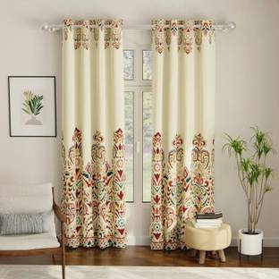 Urban Space 213 cm (7 ft) Polyester Room Darkening Door Curtain (Pack Of 2)