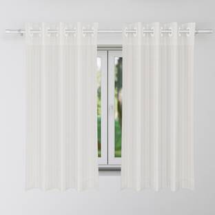 KUBER INDUSTRIES 158 cm (5 ft) Window Polyester Semi Transparent Curtain (Pack Of 2)