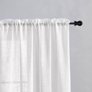 HOMEMONDE 213.36 cm (7 ft) Door Cotton Transparent Curtain (Pack Of 2)