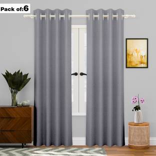 KUBER INDUSTRIES 274 cm (9 ft) Cotton Blackout Door Curtain (Pack Of 6)
