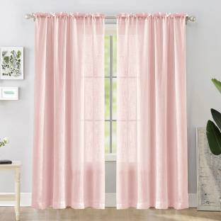 HOMEMONDE 213.36 cm (7 ft) Cotton Transparent Door Curtain (Pack Of 2)