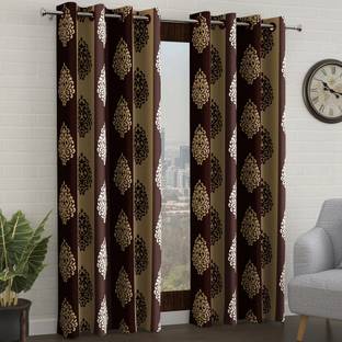 Bedspun 215 cm (7 ft) Polyester Semi Transparent Door Curtain (Pack Of 2)