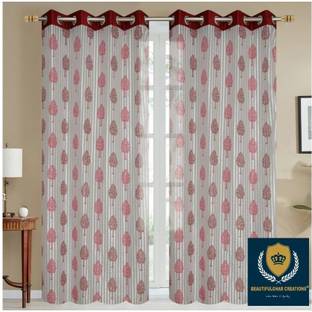 BeautifulGhar Creations 152 cm (5 ft) Tissue Transparent Window Curtain (Pack Of 2)