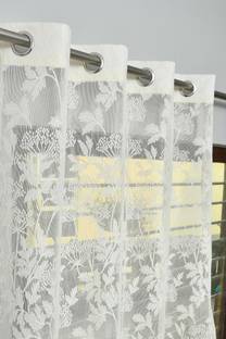Rashee Creations 213 cm (7 ft) Net Transparent Door Curtain (Pack Of 2)