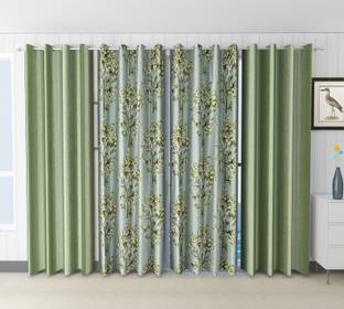 SKJ FURNISHINGS 365 cm (12 ft) Long Door Polyester Room Darkening Curtain (Pack Of 4)