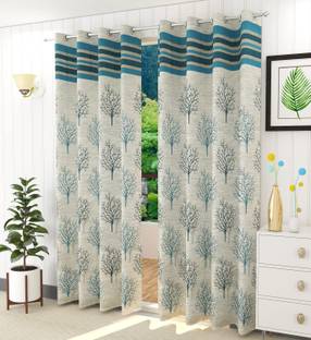 Brand Roots 214 cm (7 ft) Door Jacquard Blackout Curtain (Pack Of 2)