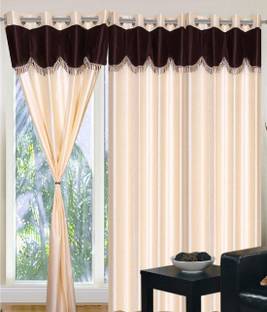 Panipat Textile Hub 152 cm (5 ft) Polyester Semi Transparent Window Curtain (Pack Of 3)