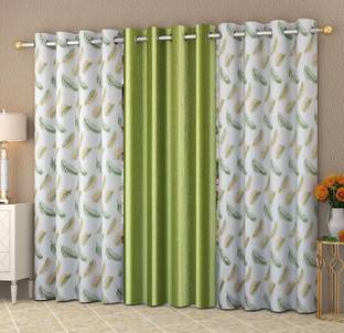 Soulful Creations 153 cm (5 ft) Polyester Room Darkening Window Curtain (Pack Of 3)