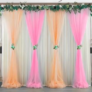 Castle 200 cm (7 ft) Polyester Semi Transparent Window Curtain (Pack Of 4)