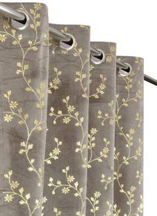 kiara Creations 153 cm (5 ft) Velvet Room Darkening Window Curtain (Pack Of 2)