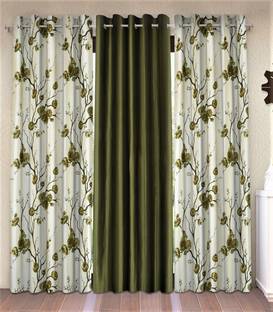 Fashion String 274 cm (9 ft) Polyester Semi Transparent Long Door Curtain (Pack Of 3)