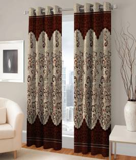 Saanvi Creations 213 cm (7 ft) Polyester Semi Transparent Door Curtain (Pack Of 4)