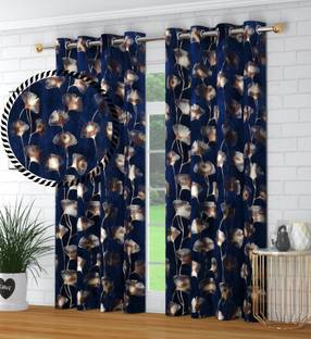 FABDRAPE 274.32 cm (9 ft) Long Door Velvet Room Darkening Curtain (Pack Of 2)