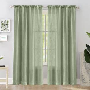 HOMEMONDE 213.36 cm (7 ft) Door Cotton Transparent Curtain (Pack Of 2)