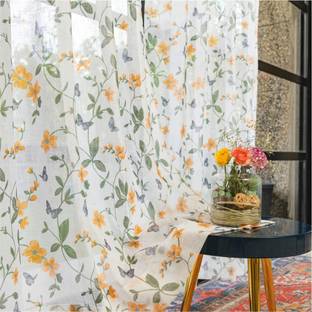 Urban Space 243 cm (8 ft) Polyester Semi Transparent Long Door Curtain (Pack Of 2)