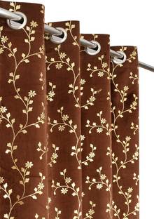 VELOURA 274.32 cm (9 ft) Velvet Room Darkening Long Door Curtain (Pack Of 2)