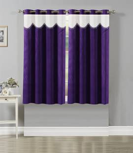 Stella Creations 152 cm (5 ft) Polyester Semi Transparent Window Curtain (Pack Of 2)