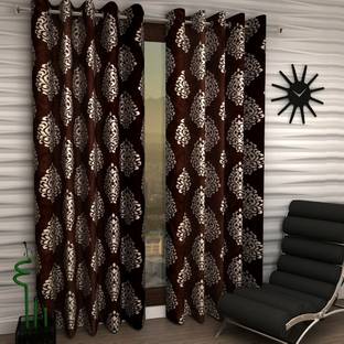 kiara Creations 214 cm (7 ft) Polyester Semi Transparent Door Curtain (Pack Of 2)