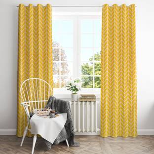 HOMEMONDE 213 cm (7 ft) Door Cotton Semi Transparent Curtain (Pack Of 2)