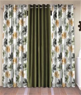 Home Sizzler 274 cm (9 ft) Polyester Semi Transparent Long Door Curtain (Pack Of 3)