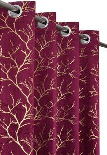 FABDRAPE 243.84 cm (8 ft) Shower Velvet Room Darkening Curtain (Pack Of 2)
