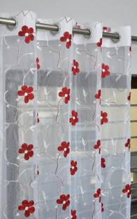 BANAVY 154 cm (5 ft) Tissue, Net Semi Transparent Window Curtain (Pack Of 2)
