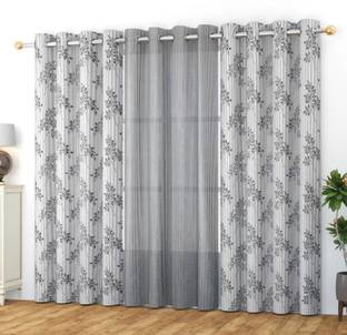 Rhetorical 274 cm (9 ft) Tissue Transparent Long Door Curtain (Pack Of 3)