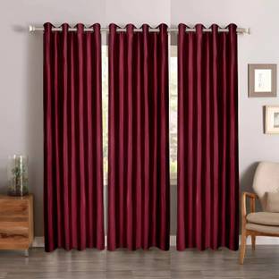 Kanodia Poly Fab 213 cm (7 ft) Door Polyester Semi Transparent Curtain (Pack Of 3)