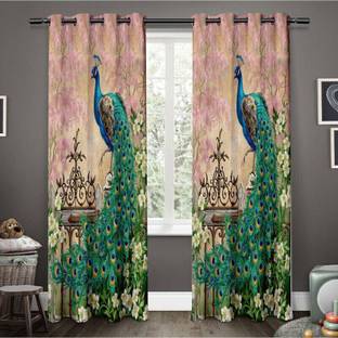 GRIZNA 154 cm (5 ft) Window Polyester Room Darkening Curtain (Pack Of 2)