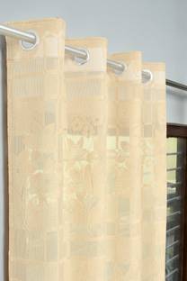 Panipat Textile Hub 210 cm (7 ft) Net Semi Transparent Door Curtain (Pack Of 2)