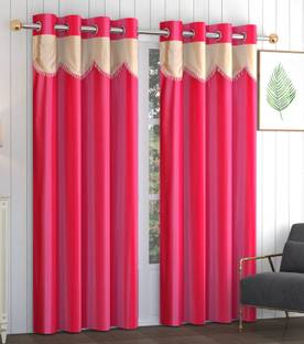 Rashee Creations 213 cm (7 ft) Door Polyester Semi Transparent Curtain (Pack Of 2)
