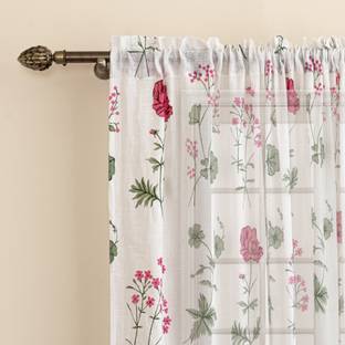HOMEMONDE 182 cm (6 ft) Cotton Transparent Window Curtain (Pack Of 2)