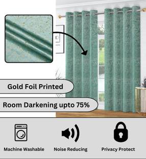 RED RIBBON DECOR 152.4 cm (5 ft) Velvet Room Darkening Window Curtain (Pack Of 2)