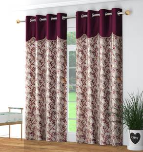 Galaxy Home Decor 274 cm (9 ft) Long Door Polyester Semi Transparent Curtain (Pack Of 2)