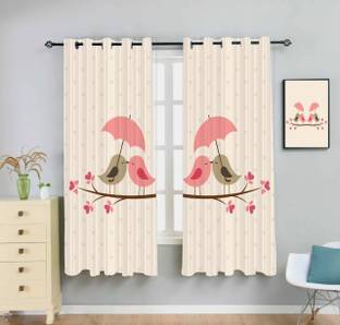 Newturn 155 cm (5 ft) Polyester Room Darkening Window Curtain (Pack Of 2)