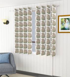 Trance Home Linen 152.4 cm (5 ft) Window Cotton Semi Transparent Curtain (Pack Of 2)