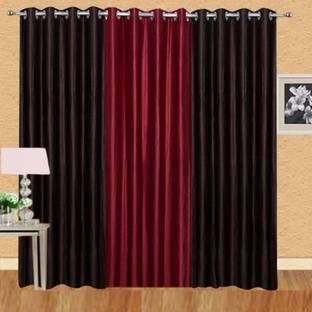 FIRSTLIKE 213.5 cm (7 ft) Polyester Blackout Door Curtain (Pack Of 3)