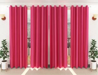 Panipat Textile Hub 213 cm (7 ft) Door Polyester Semi Transparent Curtain (Pack Of 4)