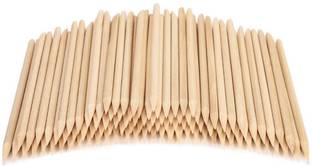 Gleevia 100PCS Double Heads Wood Cuticle Pusher Sticks, Orange Nail Sticks for Manicure Dual Ended Cuticle Pusher With Filer