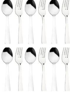 WEKTU PREMIUM 6 PC FORK AND 6 PC SPOON Stainless Steel Cutlery Set