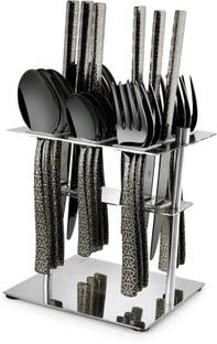 FnS International Pvt Ltd Phoenix - 6 Dinner Spoons, 6 Dinner Fork, 6 Teaspoons, 6 Dinner Knives & 1 Stand Stainless Steel Cutlery Set